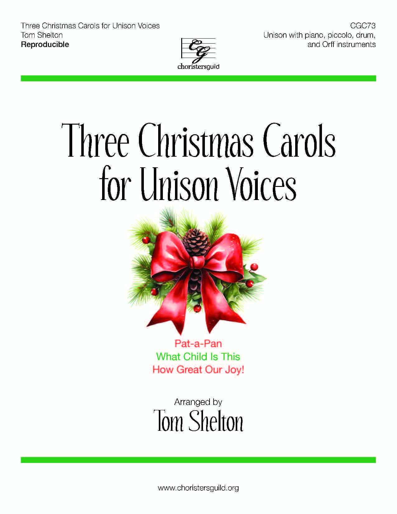 Three Christmas Carols for Unison Voices (Reproducible with MP3s)